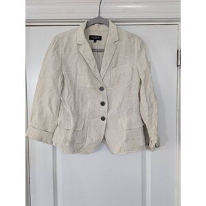 Talbots Linen Blazer women's size 4 tan neutral unlined career minimalist